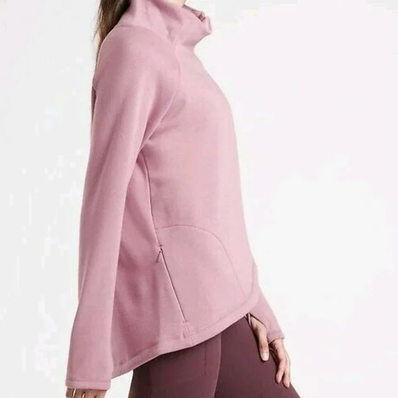 ATHLETA Cozy Karma Asym Pullover DOGWOOD Mauve Sweatshirt XS - Picture 2 of 6